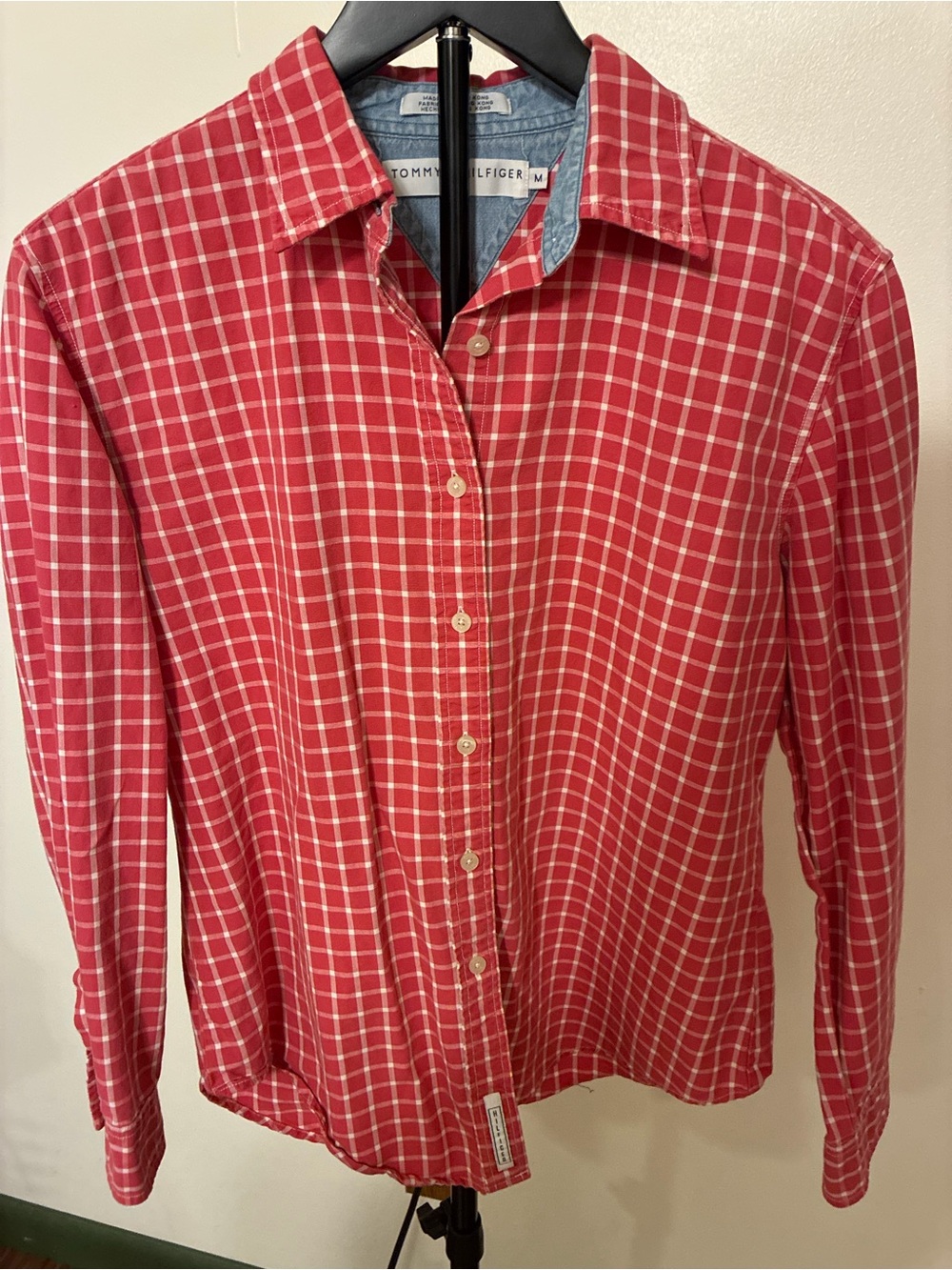 Tommy Hilfiger vintage Red and White Plaid Button-Down Shirt